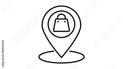 Bild auf Leinwand Store Locator Vector Icon featuring a Shopping Bag inside a Map Pin Marker