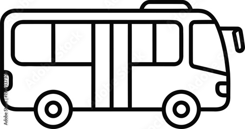 Municipal public bus line icon side view isolated on white background art.