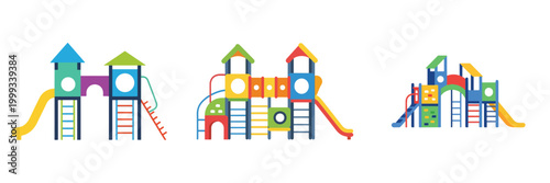 Vibrant and Colorful Playground Equipment Set for Children's Recreation and Fun