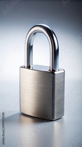 A photo of a sleek, modern digital padlock on a plain white background, symbolizing cyber security and data protection