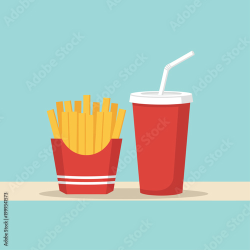 A delicious serving of fries and a cold drink on a table