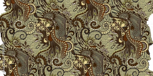 Photos old wood texture with floral pattern batik