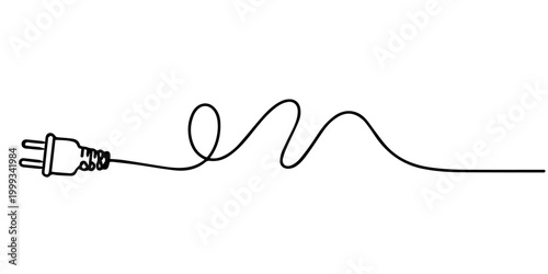 Continuous wavy line with loops and curls. Minimal black hand drawn squiggle divider with curls. One long pattern line, Abstract long continuous single squiggle line. Wavy rope element, curve cable.