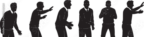 Black Solid Basketball Spin Move Silhouettes Set of Six on White Background