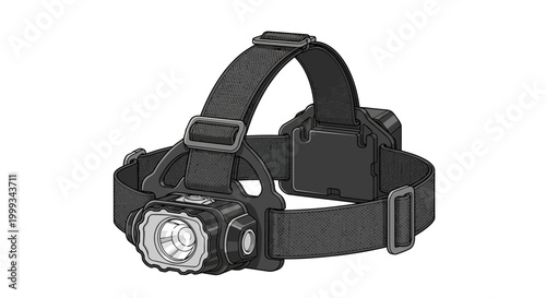 Black headlamp with adjustable strap.
