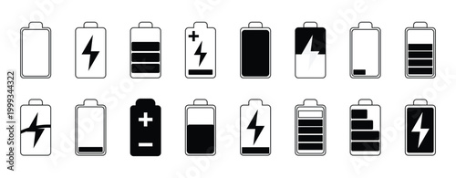Battery charge icon vector. Battery Full charge indicator or low charge sign. Level battery Energy powerfully full. Vector illustration