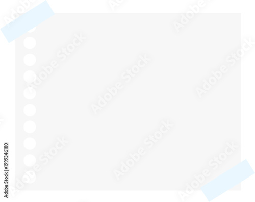 Minimalist White Memo Paper Template with Side Hole Punches and Masking Tape