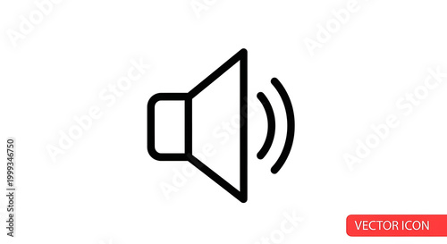 A simple black and white vector icon of a speaker with sound waves on a white background plain design ai generated