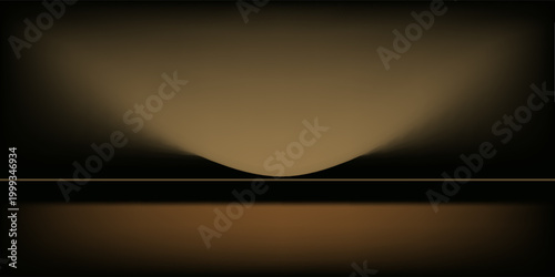 Dark gold gradient background studio with two lights shiny abstract pattern, modern and luxury empty room interior for premium product display lighting. eps 10