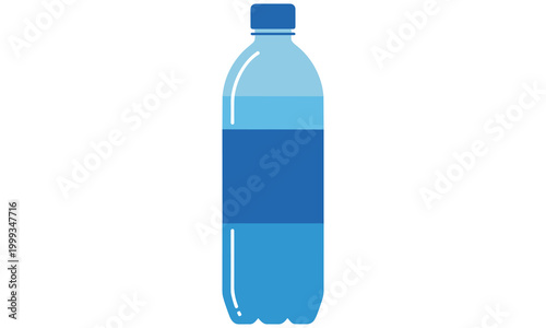Blue plastic water bottle icon for healthy lifestyle and hydration awareness campaigns in high quality flat vector illustration style