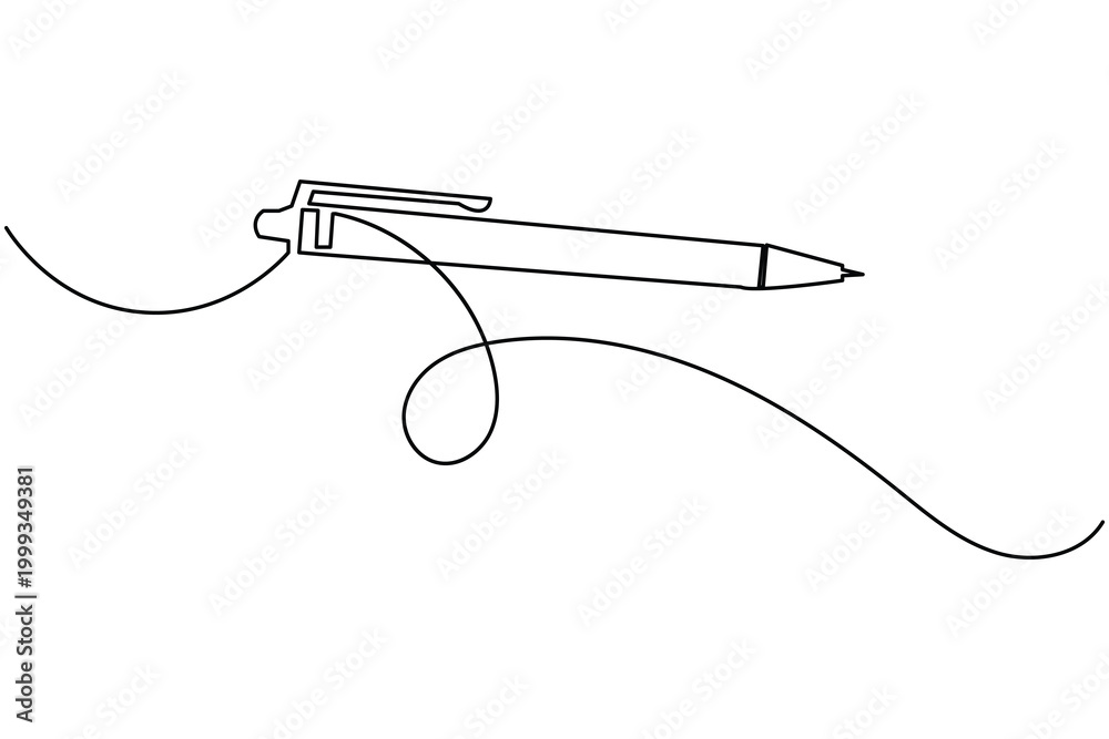 Obraz premium Ballpoint pen continuous one line drawing minimalist style for writing and office concept vector