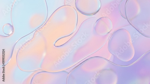 Abstract Glass Liquid Shapes Background in Pastel Colors