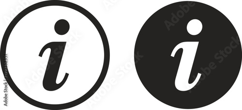 Information icon set with outlined and solid circle styles, help support symbol for UI design, FAQ, guidance and user interface vector illustration