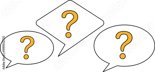 Question Mark Speech Bubble Icons Set for FAQ Support Help Inquiry Communication Chat Symbol Vector Illustration Design