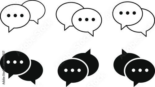 Set of chat and talk icon. Interactive speech bubble and talk symbols. Communication signs. Social and message design. Voice message and typing indicator symbol
