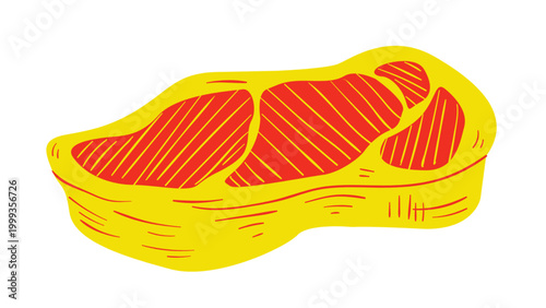 Hand Drawn Raw Beef Steak Illustration on White Background
