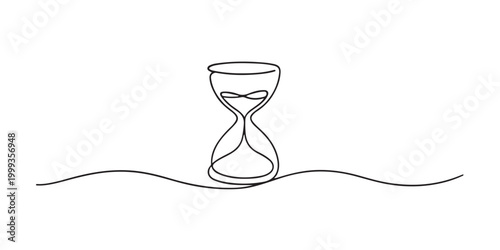 Simple aesthetic line art hourglass outline isolated on white background