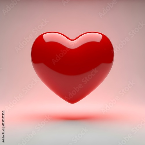 Red Heart Symbol of Love and Affection on Soft Pink Background.
