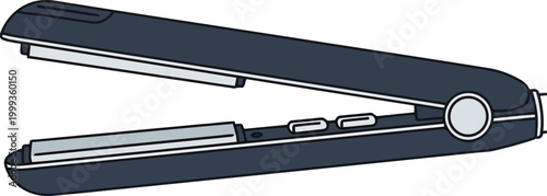 Professional Hair Straightener Vector Icon, Modern Ceramic Flat Iron for Hair Styling Illustration, Beauty Salon and Hair Care Equipment Graphic