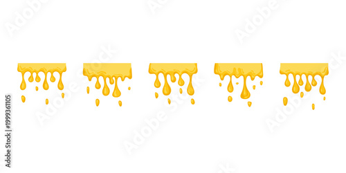 Set of Golden Honey Drips and Liquid Melting Splashes