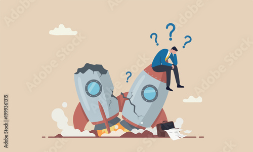 Konstfotografi Fail business company bigger one fall crash launching space rocket metaphor of n
