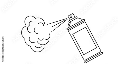 Aerosol spray can line icon showing a mist cloud being dispensed for paint, deodorant, or household air freshener.