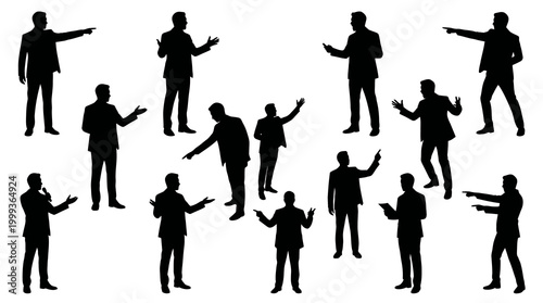 Business meeting lecture presentation gestures silhouettes