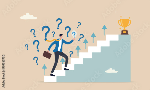 Efficient way win business competition, productive or effectiveness work, smart easy way to reach goal, better clever solution concept, businessman winner walk up stair win business competition