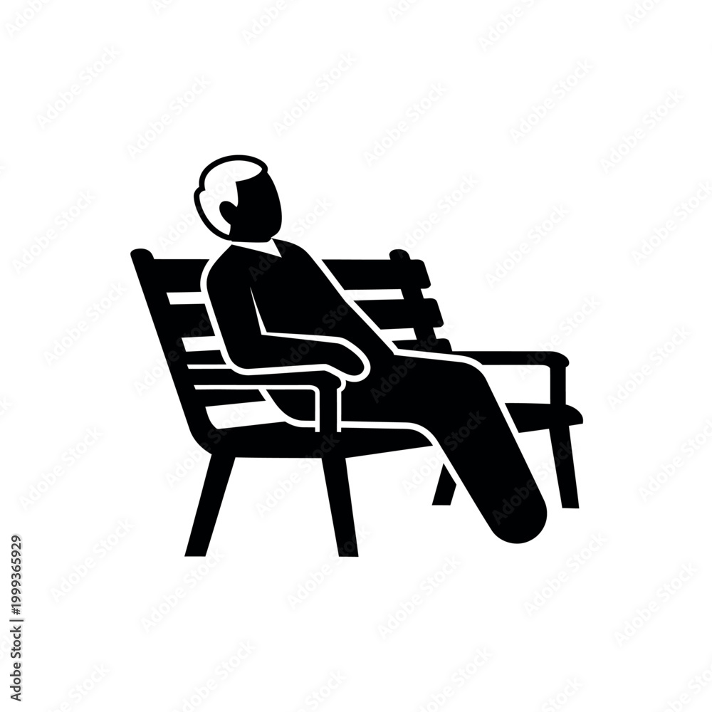 Fototapeta premium Man sitting on a park bench relaxing.
