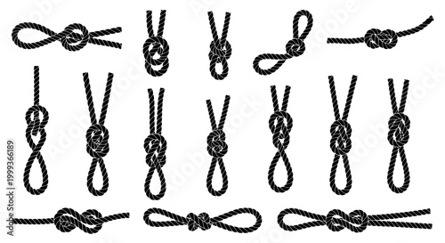 Collection of Nautical Knots, Rope Tying Techniques, Decorative and Functional Knots