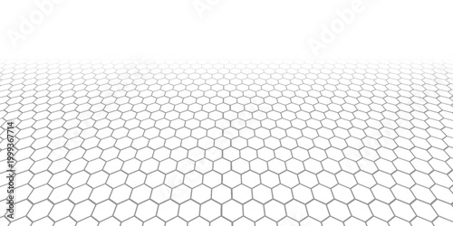 Dark grey abstract wide horizontal banner with hexagon carbon fiber grid and orange luminous lines.