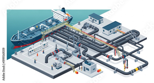 Oil Refinery Industrial Plant with Pipelines and Equipment.