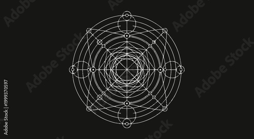 Obraz na plátně Complex sacred geometry design featuring a harmonious blend of intersecting circ
