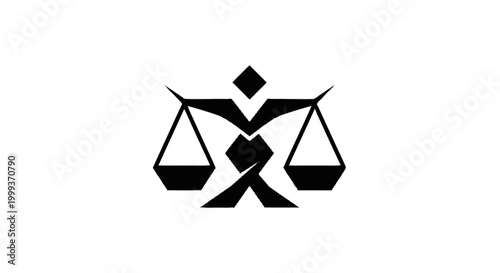 Abstract symbol representing balance and justice, a black graphic on a white background, evoking fairness and equilibrium