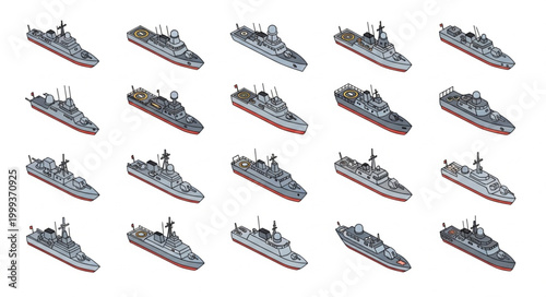 Multiple Warships Fleet in Open Sea During Daylight.