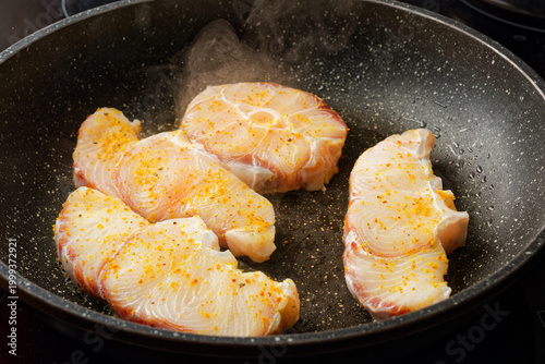 Cooking shark fish meat steak
