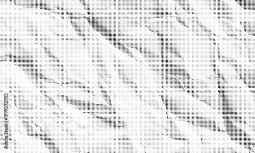 Halftone Crumpled Paper Texture comic pop-art style Background. Abstract Retro Halftone Pattern with Crumpled Sheet Effect.