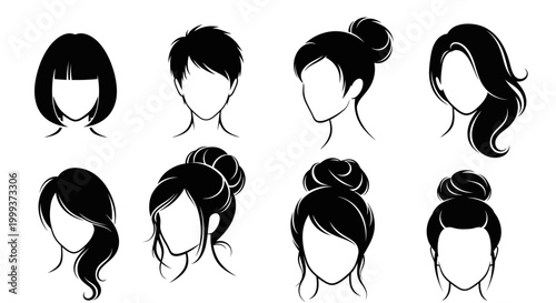 Various Hairstyles for Women Illustration.
