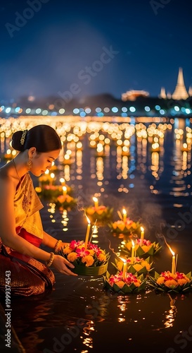 Loy Krathong Festival Night.