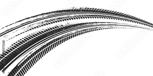 Tire track. Car, bike, motorcycle tyre mark with grunge effect isolated on white background.