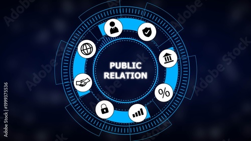 Foto Abstract circular diagram with public relation icons and text circle