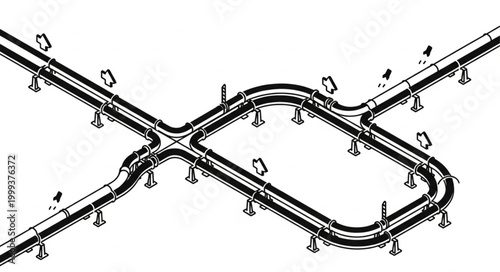 Overhead schematic of looping race track layout.