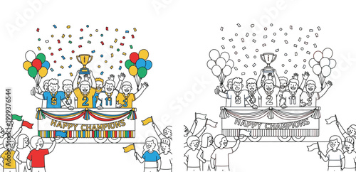 "Happy Champions" Parade - Sports Team Victory Celebration