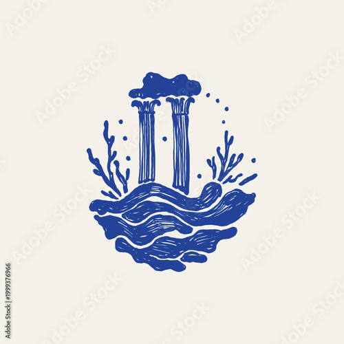 Ocean and sea-themed vector illustrations. Includes waves, marine animals, shells, boats, and underwater elements. Perfect for summer designs and nature projects.