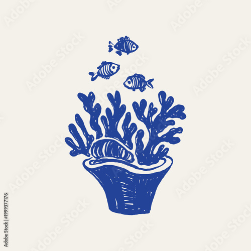 Ocean and sea-themed vector illustrations. Includes waves, marine animals, shells, boats, and underwater elements. Perfect for summer designs and nature projects.