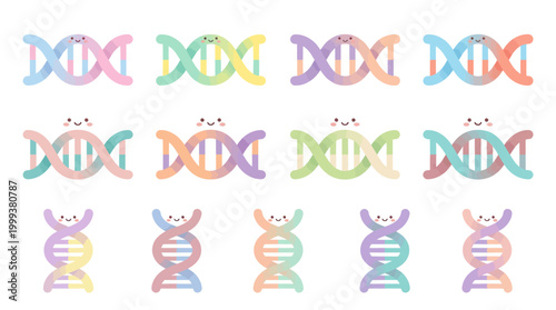 Cute Cartoon DNA Double Helix Biology Genetics Illustration
