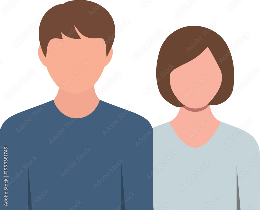 Fototapeta premium Male and female user avatars, flat profile icon illustration