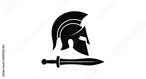 spartan helmet and sword silhouette high quality professional
