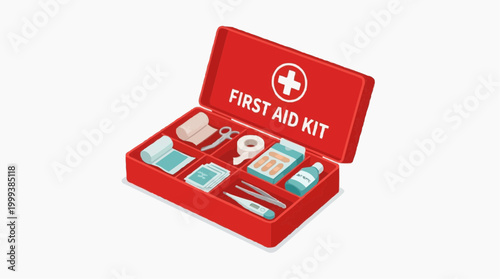 A comprehensive first aid kit opens, revealing an array of essential medical supplies to address various injuries and emergencies.