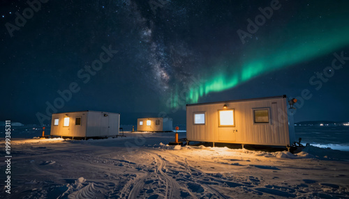 Concordia Research Station in Antarctic Winter Night